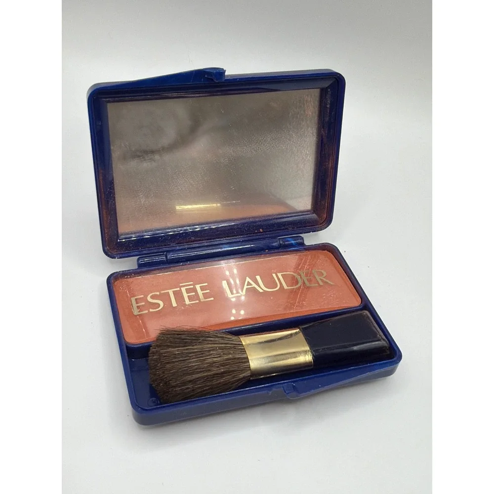 NWOB‎ Vintage Estee Lauder Tender Blusher Burnt Brick Navy Blue Compact